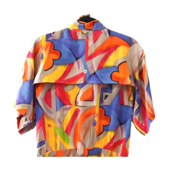 Vintage Silk Dress Abstract Pattern by Pat Argenti Collection Size 12 Pockets Si - Picture 7 of 10